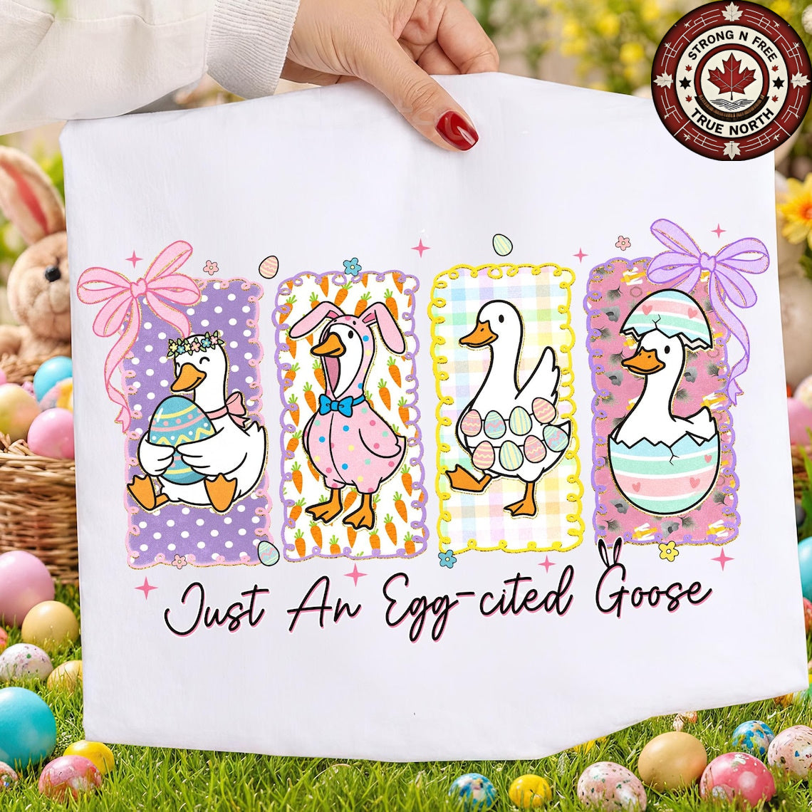 DTF Transfer Egg-cited Goose Easter Cartoon