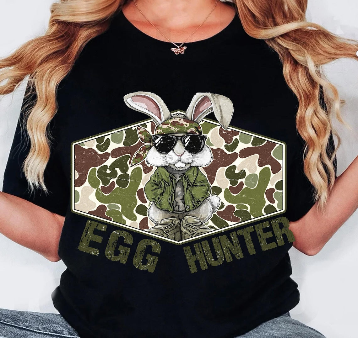 DTF Transfer Camo Easter Bunny Egg Hunter