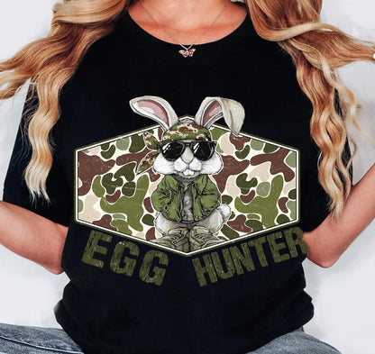 DTF Transfer Camo Easter Bunny Egg Hunter