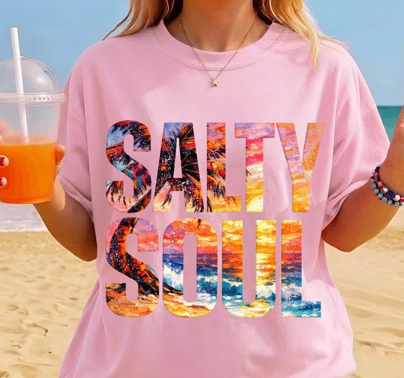 DTF Transfer Ocean Lover Salty Soul Summer