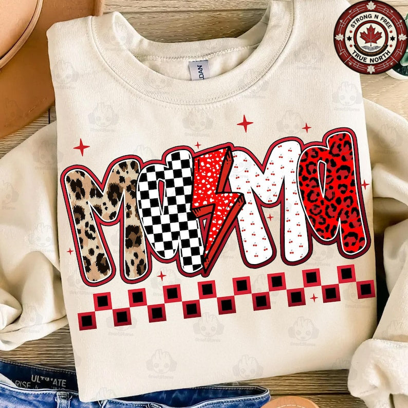 DTF Transfer Mama Leopard Checkered Lightning