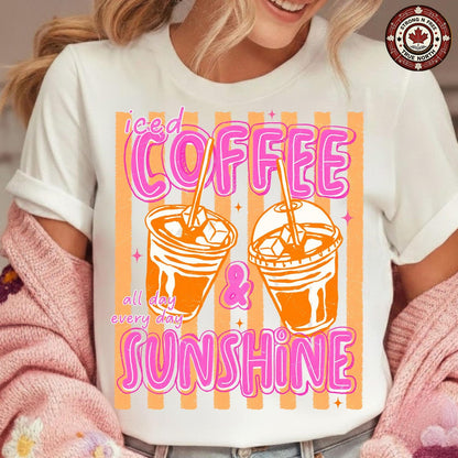 DTF Transfer Iced Coffee and Sunshine Retro Summer