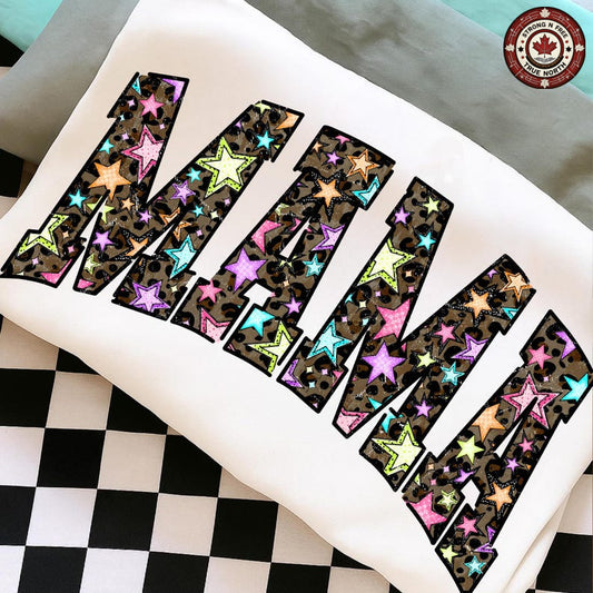 DTF Transfer Retro Mama Graphic Leopard Star Pattern