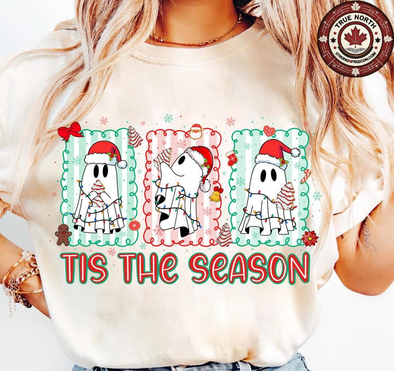 DTF Transfer Festive Ghost Christmas Shirt | ’Tis the Season