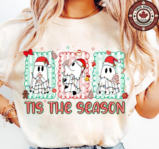 DTF Transfer Festive Ghost Christmas Shirt | ’Tis the Season
