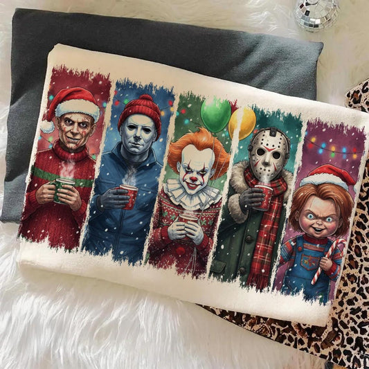 DTF Transfer Spooky Christmas Crew Ugly Sweater Holiday