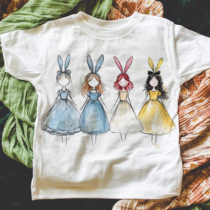 DTF Transfer Easter Bunny Princesses Watercolor Pastel Design