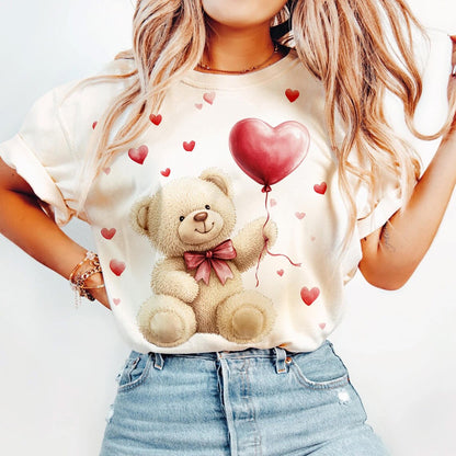 DTF Transfer - Valentine Teddy Bear with Heart Balloon