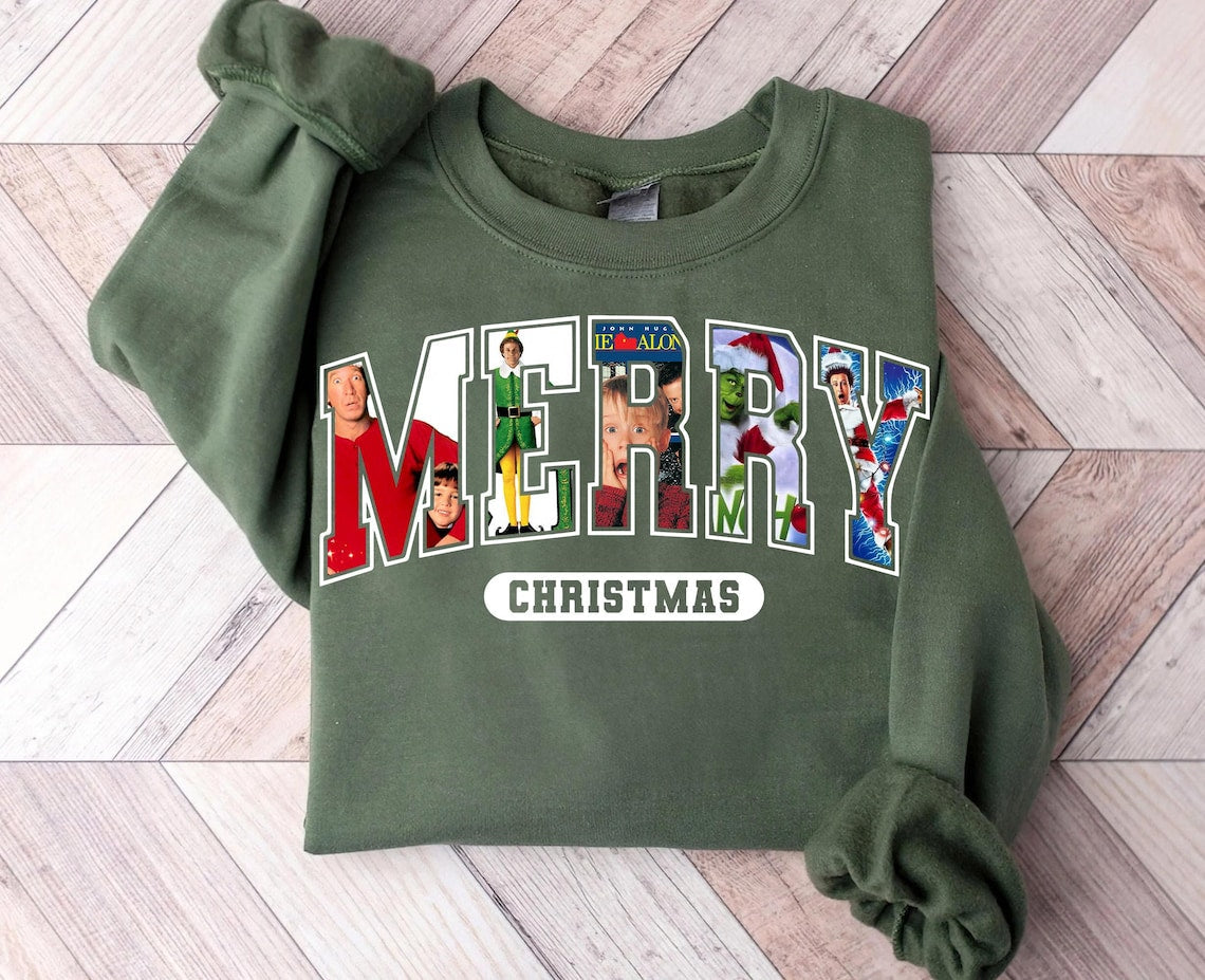 Sweatshirt Crew Neck Hoodie Or T-Shirt Christmas  Merry Christmas