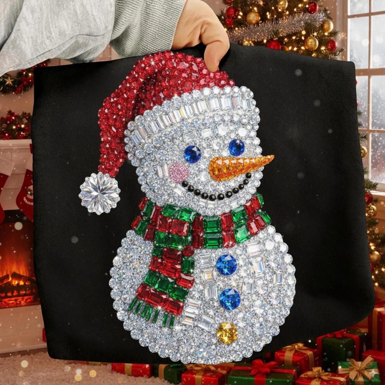 DTF Transfer – Sparkle Snowman Rhinestone Look Christmas Design