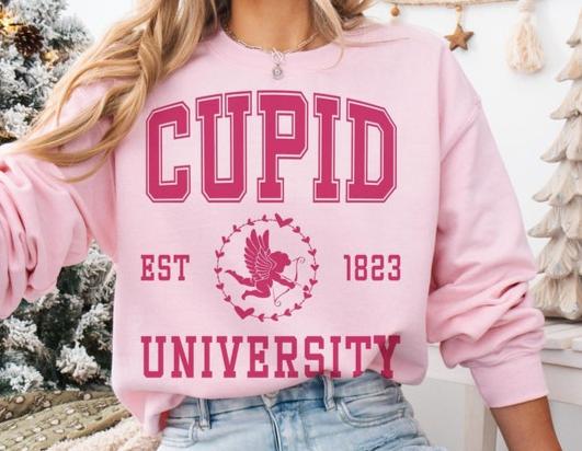 Sweatshirt Hoodie Crewneck T-Shirt  Happy Valentines Cupid University