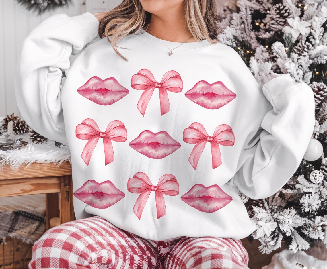 DTF Transfer - Pink Lips and Bows Valentine Design