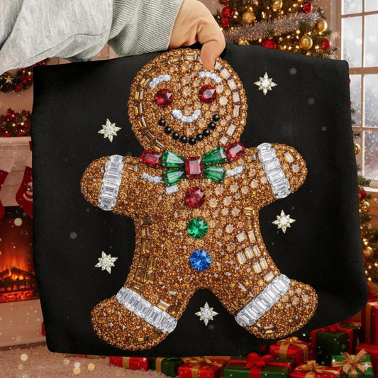 DTF Transfer – Sparkle Gingerbread Man Christmas Design