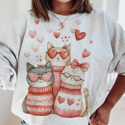 DTF Transfer Valentine’s Cozy Cats – Heart Sweater Design