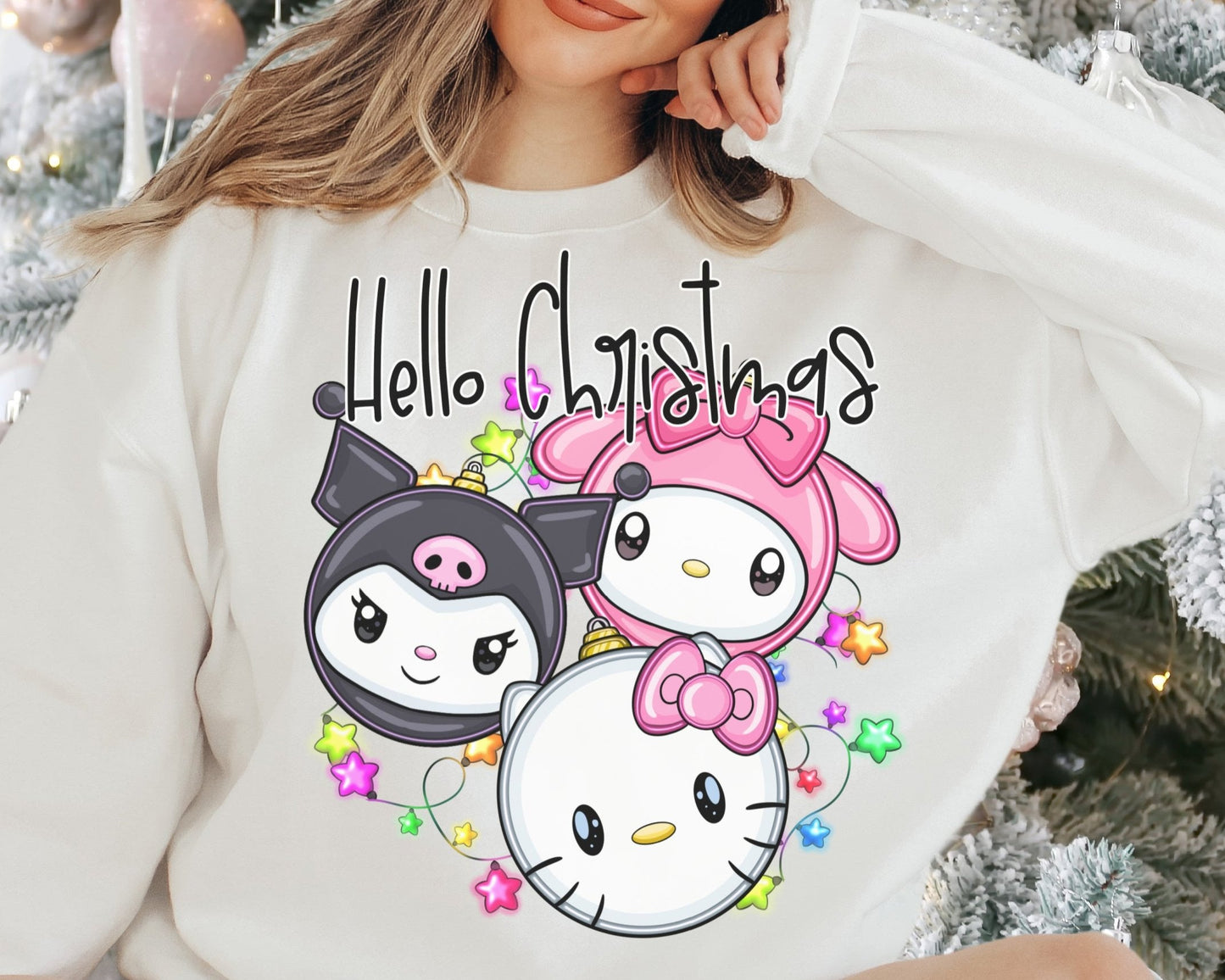 Sweatshirt Crew Neck Hoodie Or T-Shirt Christmas HELLO Christmas