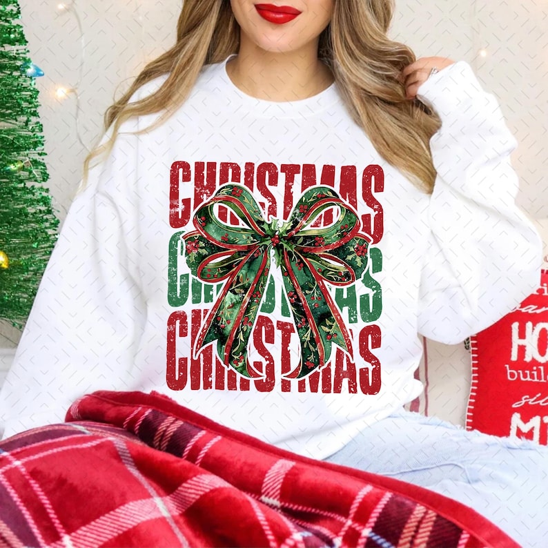 Christmas Coquette Bow – Christmas Season – Christmas girly DTF transfer