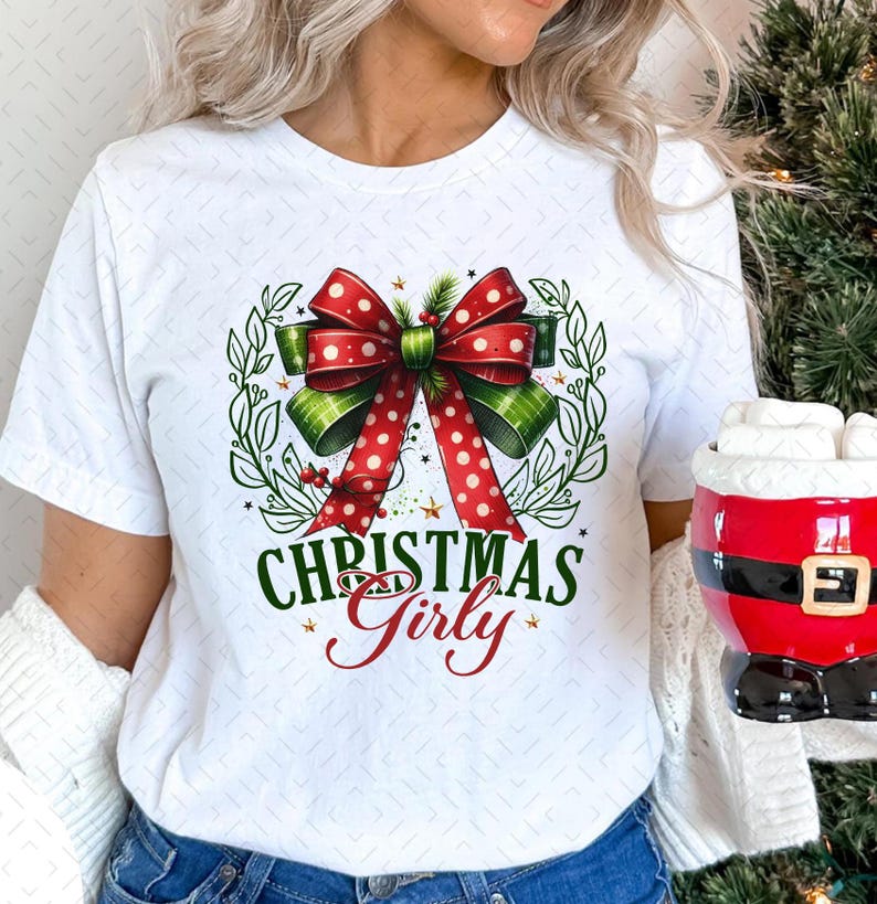 Christmas Girly – Christmas Coquette Bow – Christmas DTF transfer