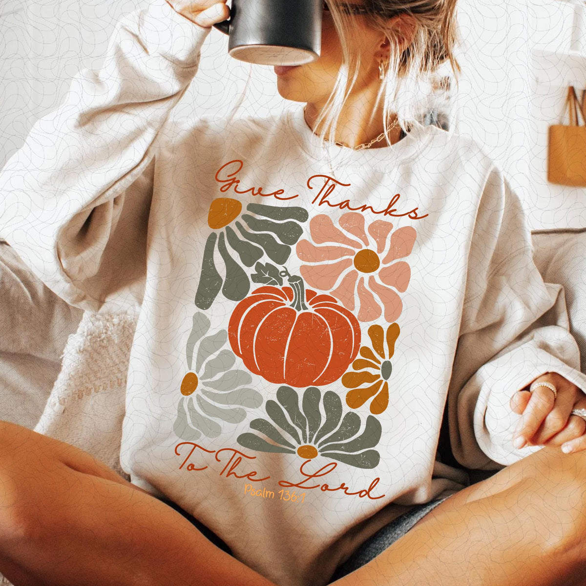 Give Thanks To The Lord Floral Christian – Holiday DTF Transfer