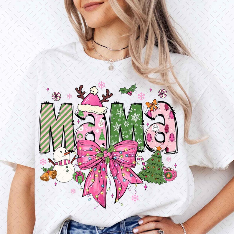 Pink Christmas Mama – Coquette Christmas – Mama Claus DTF transfer