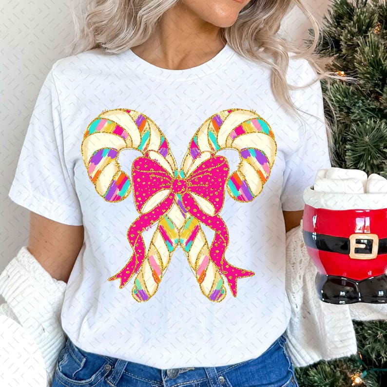 Colorful Coquette Glitter Christmas Tree – Girly Christmas Tree Design – Bright Color DTF transfer