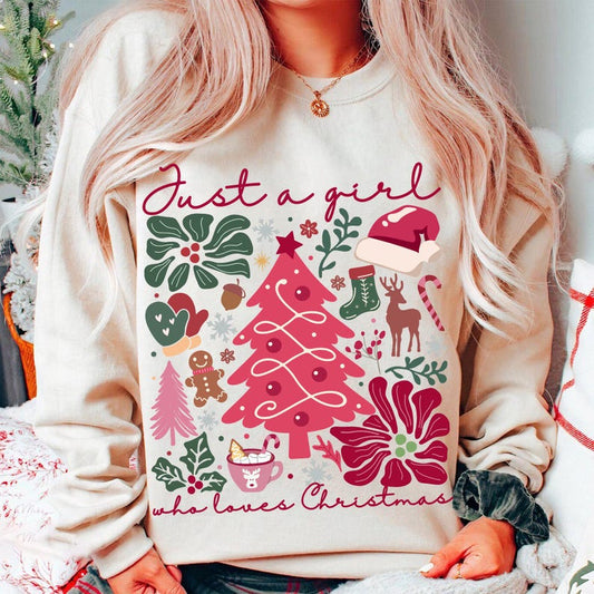 Boho Floral Christmas – Pink Christmas Hand Drawn – Boho Christmas