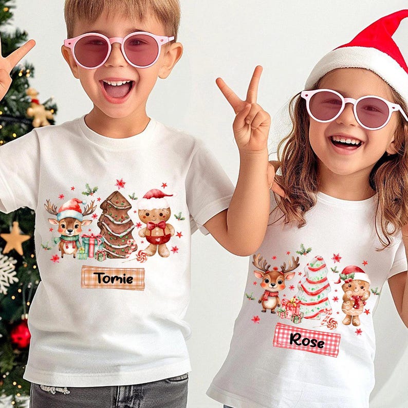 Personalized Kids Christmas – Boys/Girl Gingerbread – Kids Reindeer DTF transfer