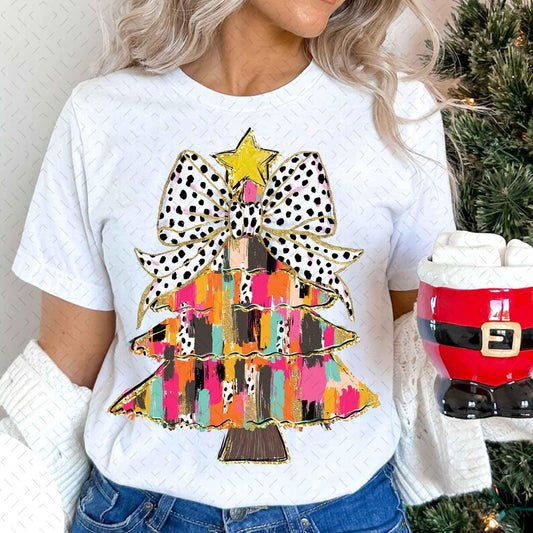 Colorful Coquette Glitter Christmas Tree – Girly Christmas Tree Design – Bright Color