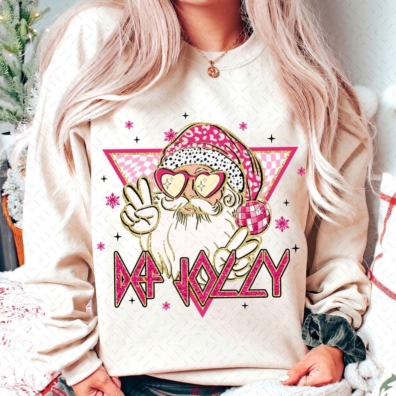 Def Jolly – Retro Santa Claus – Glitter Pink Christmas DTF transfer