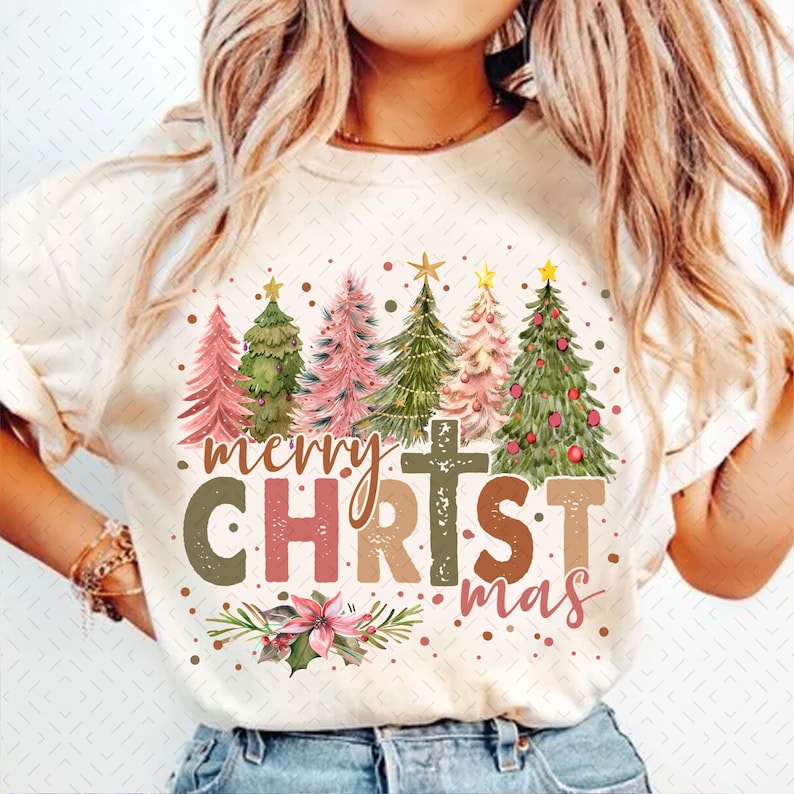 Christian Christmas for – Rustic Merry Christmas – Distressed DTF transfer