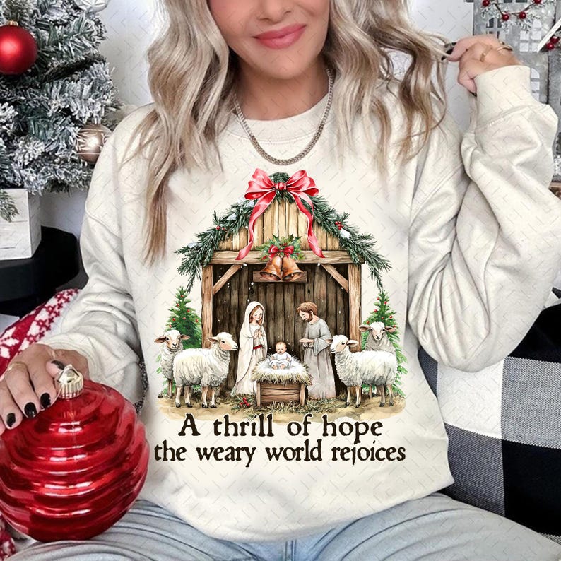 A Thrill Of Hope – Nativity Scene Christmas – Coquette Jesus Christmas DTF transfer