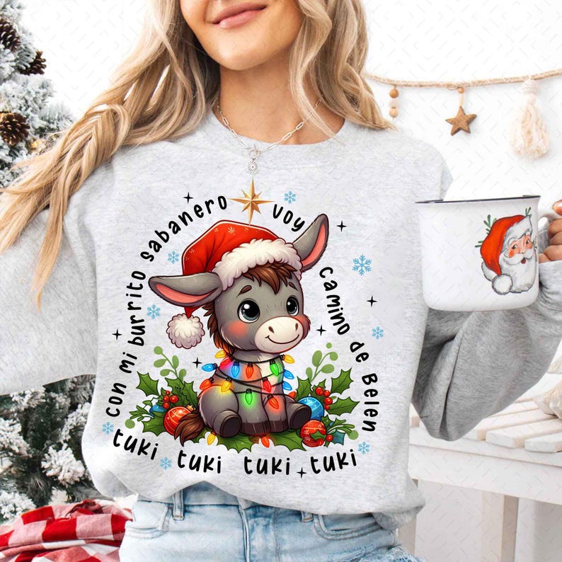 Mi Burrito Sabanero Mexican – Feliz Navidad – Tuki Tuki Donkey Latino Xmas DTF transfer