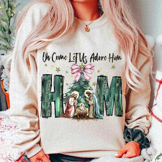 Oh Come Let Us Adore Him – Nativity Scene Christmas Tree – Coquette Jesus Christmas