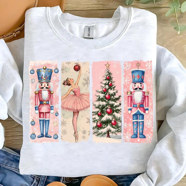Retro Nutcracker Christmas – Preppy Christmas – Holiday Vibes DTF transfer