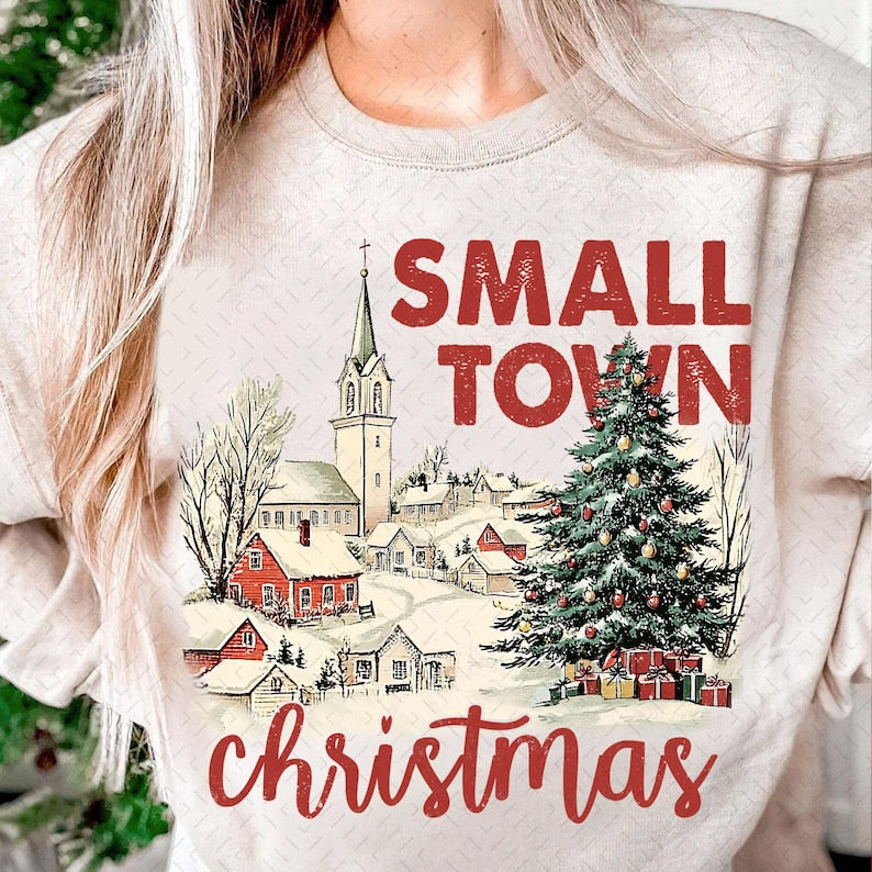 Retro Christmas design – Small town Christmas – DTG printing DTF transfer