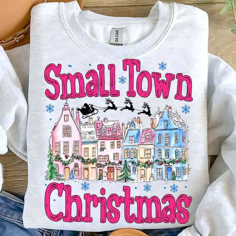 Small Town Christmas Coquette – Pink Christmas – Retro Christmas DTF transfer