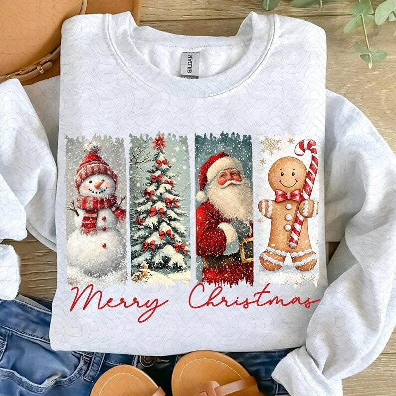 Retro Christmas – Santa Claus – Snowman DTF transfer