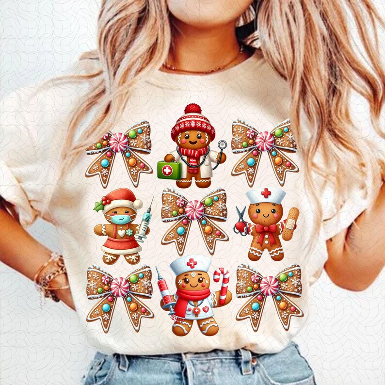 Coquette Gingerbread Nurse Christmas – Retro Nurse – Merry Christmas DTF transfer