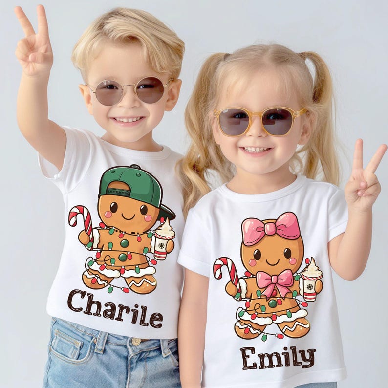 Personalized Christmas Gingerbread – Custom Boy/Girl Christmas Gingerbread – Coquette DTF transfer
