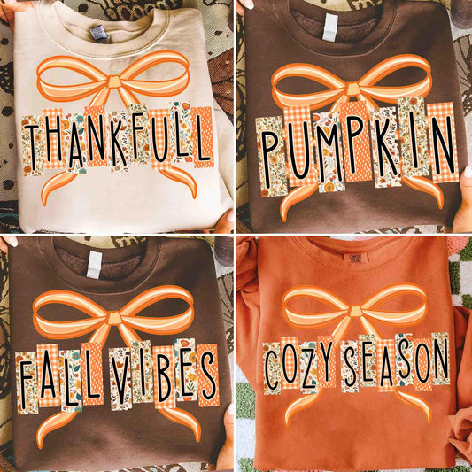 Preppy Fall Vibes – Pumpkin DTF Transfer