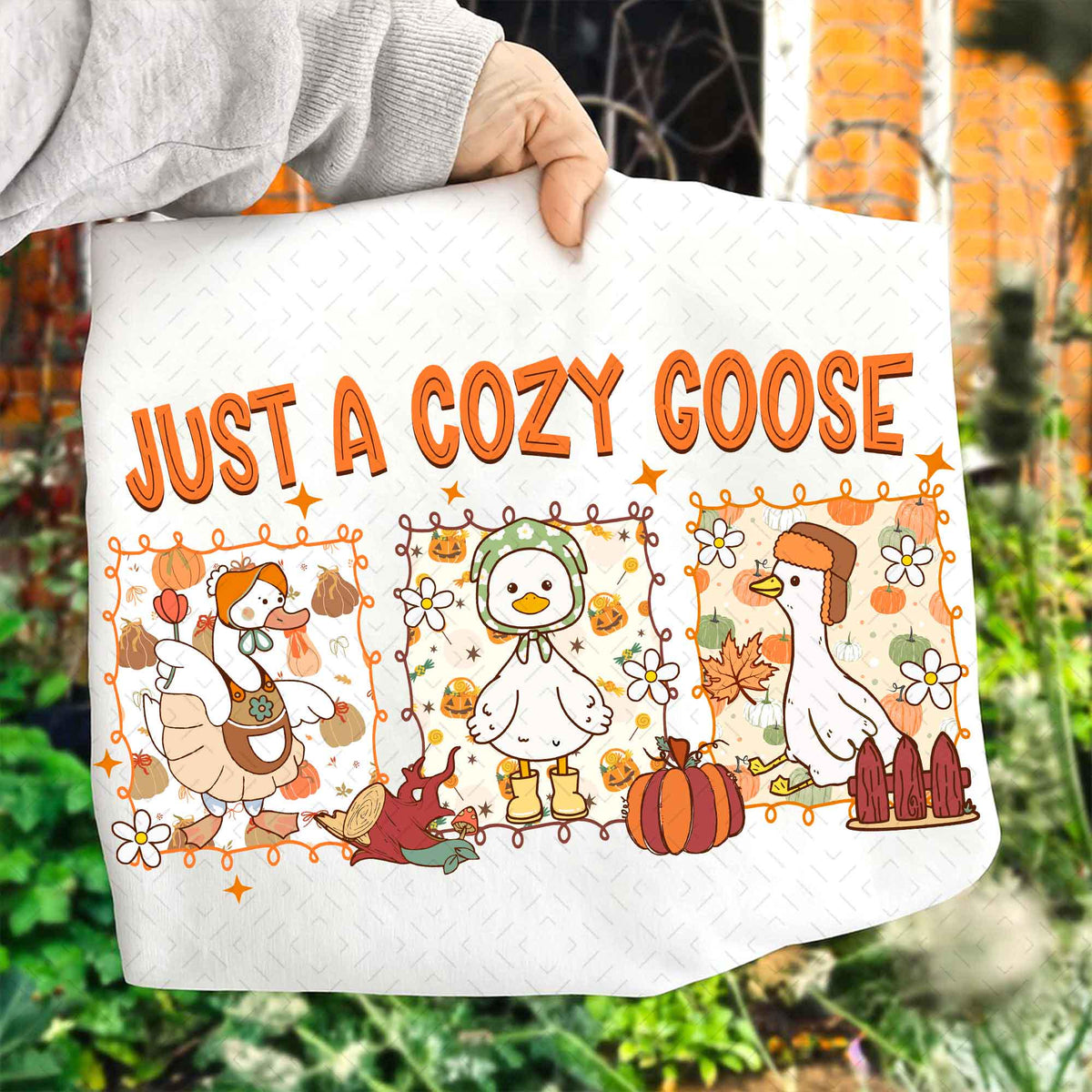 Cozy Fall Goose – Preppy Autumn Goose Design DTF Transfer