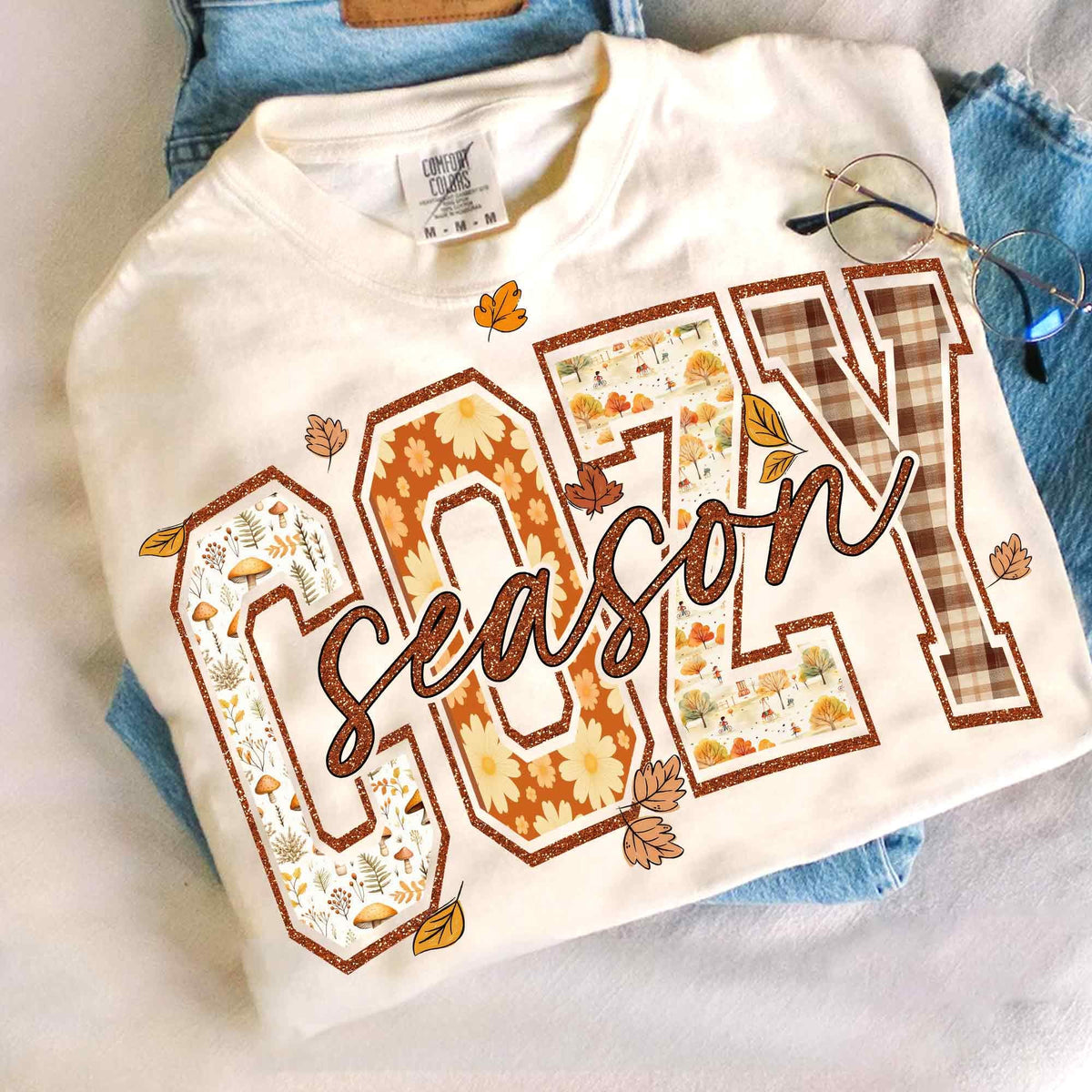 Preppy Cozy Season – Retro Checkered Fall DTF Transfer