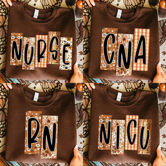 Preppy Floral Fall Nurse – Fall Nurse Lace DTF Transfer