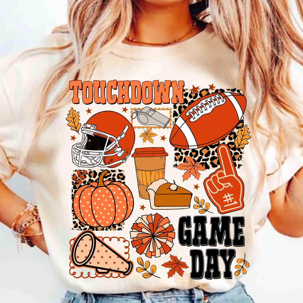 Fall Football Collage – Game Day Fall Vibes DTF Transfer