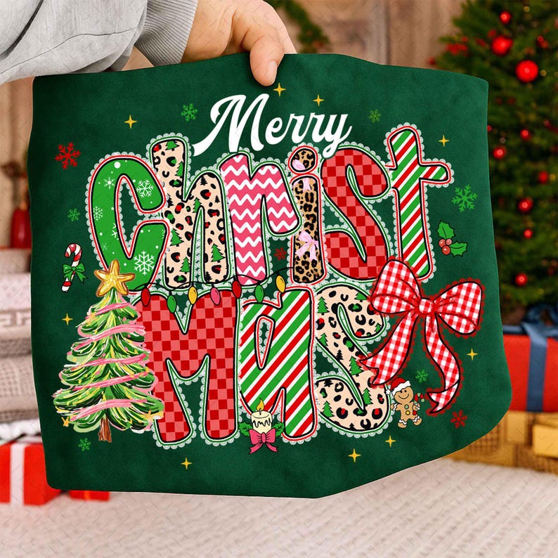 Preppy Christmas Coquette – Merry Christmas – Lace Christmas Girly DTF transfer
