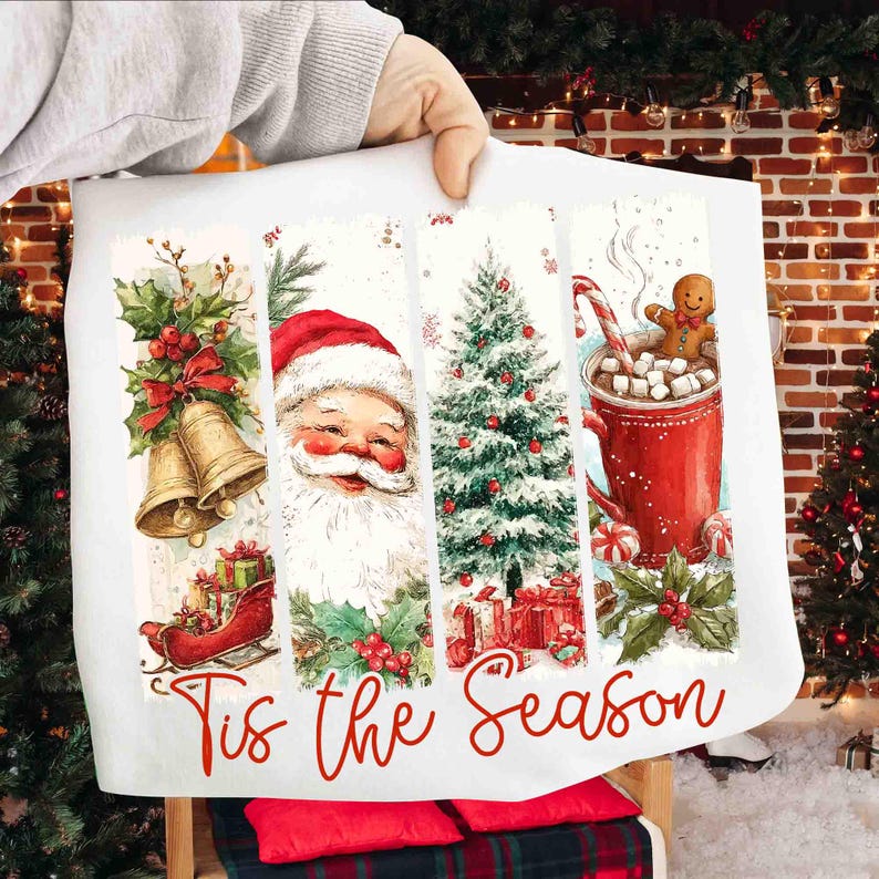 Christmas Tis the Season – Preppy Christmas Santa – Coquette Christmas Tree DTF transfer
