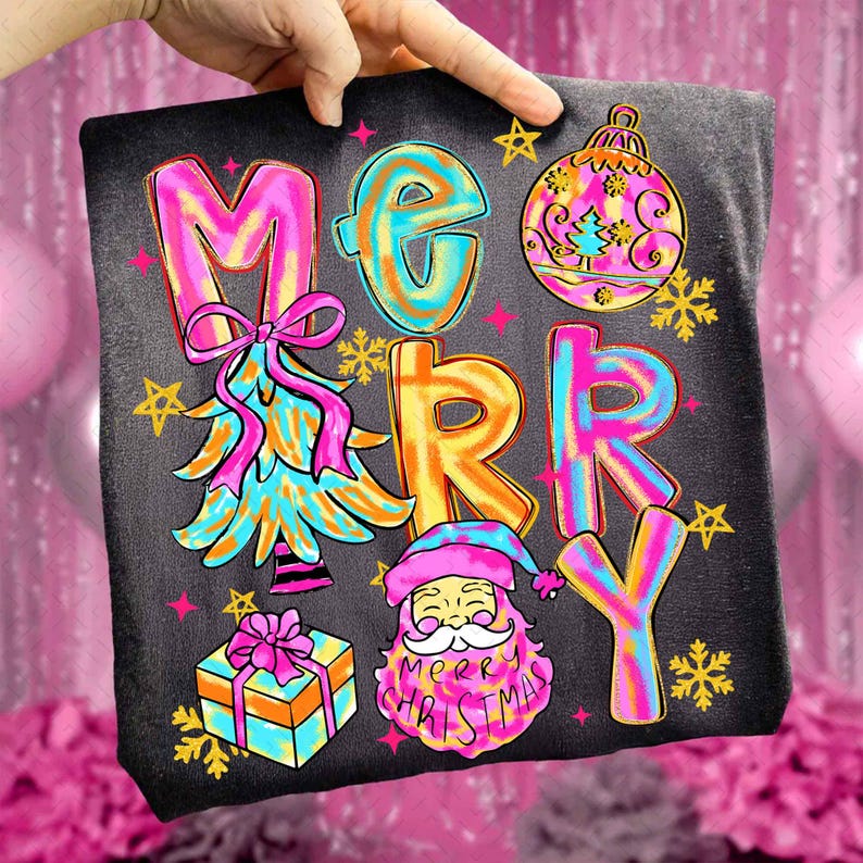 Merry Christmas Coquette – Brushstroke Merry Christmas Bow – Holiday DTF transfer
