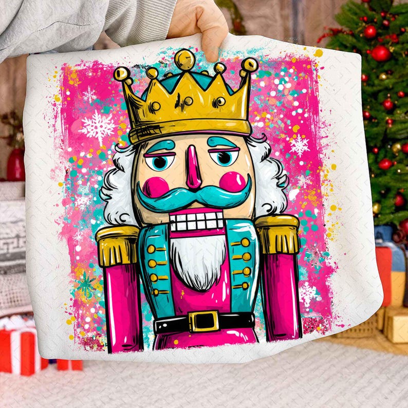 Preppy Watercolor Nutcracker – Glitter Nutcracker Design – Ya'll Are Nuts DTF transfer