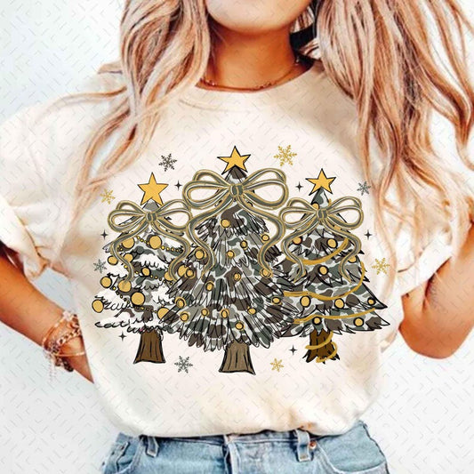 Coquette Camo Christmas Tree Glitter – Preppy Christmas Tree – Coquette Bow brushstroke