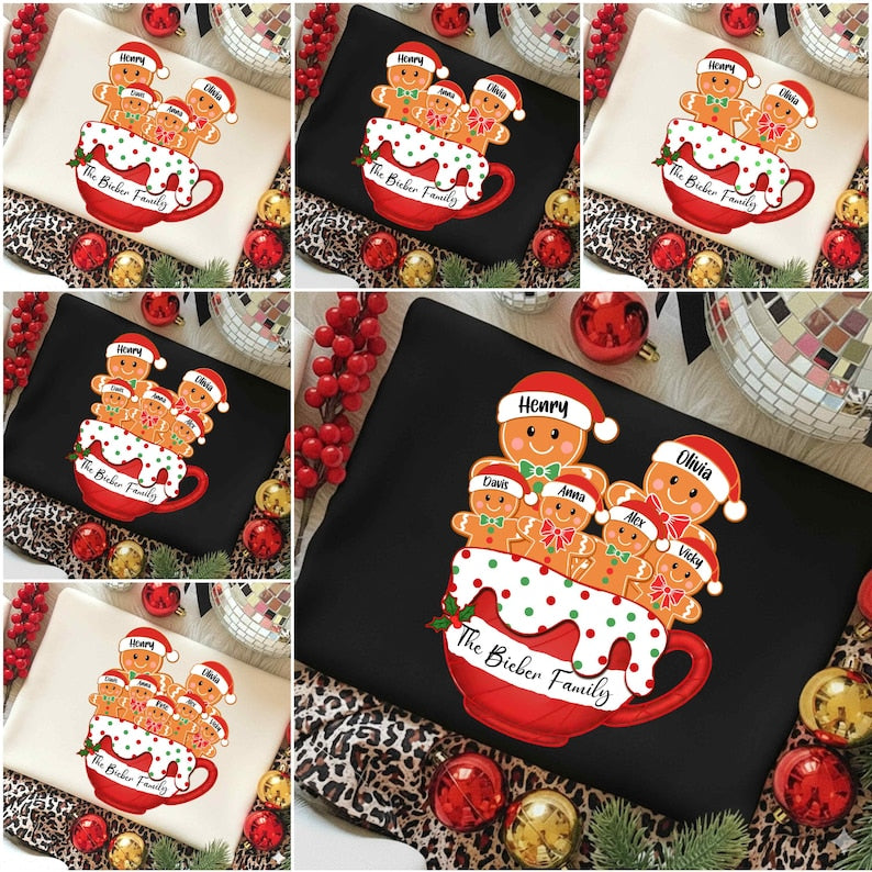 Custom Gingerbread Family Christmas DTF transfer