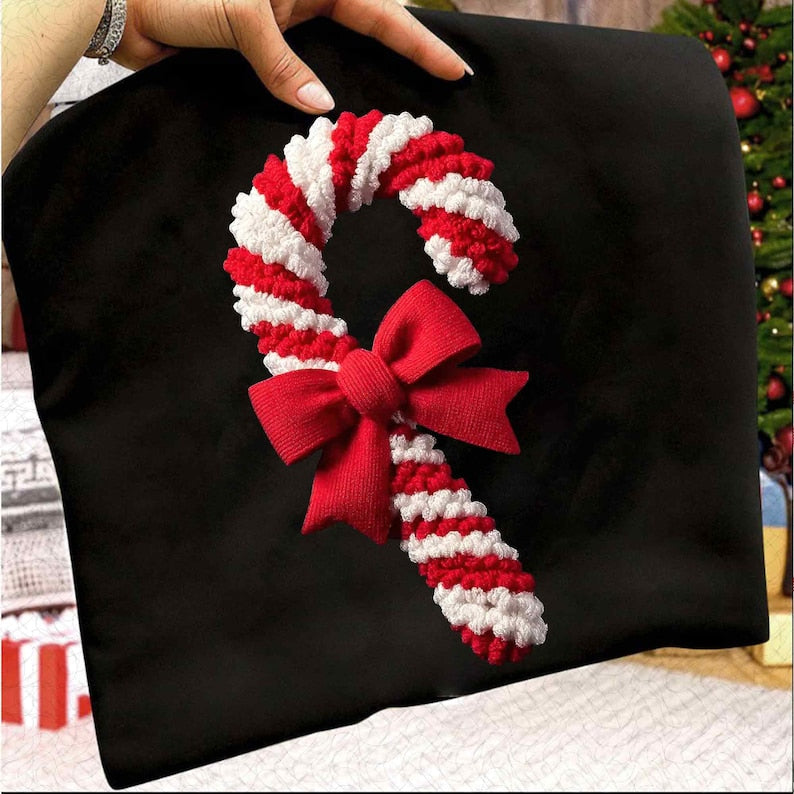 Candy Cane – Latch Hook Yarn Christmas – Coquette Bow Holiday DTF transfer